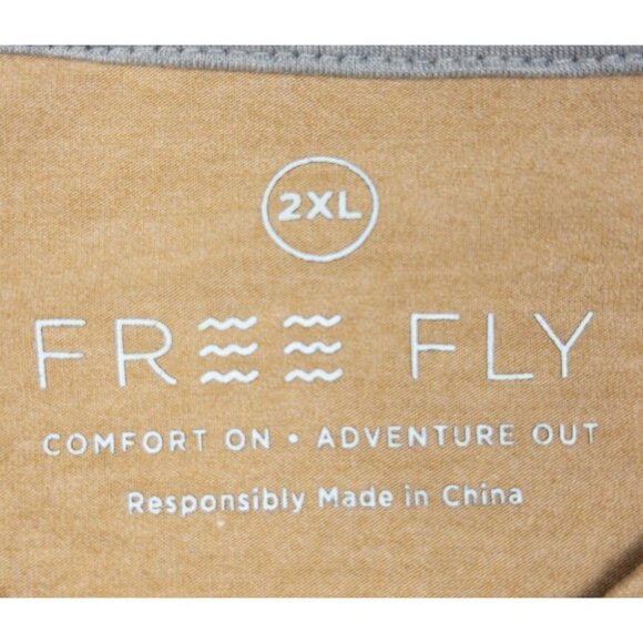 Free Fly Henley Shirt Men's 2XL Beige Bamboo Blend Long Sleeve Performance UPF - Picture 3 of 13